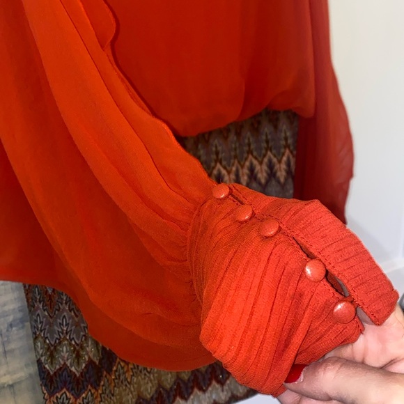 Orange Cold Shoulder Top with Patterned Skirt - Picture 4 of 8